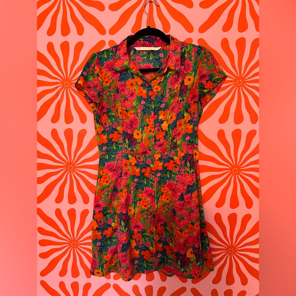 Zara Trafaluc Collection floral button down mini dress - size medium